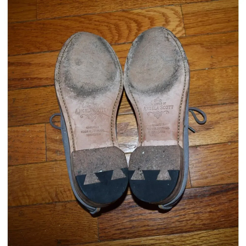 The Office of Angela Scott Women Oxford Shoes 36.5 Soft Gray Suede Leather Brogu